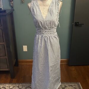 Old Navy Blue and White Strapless Dress